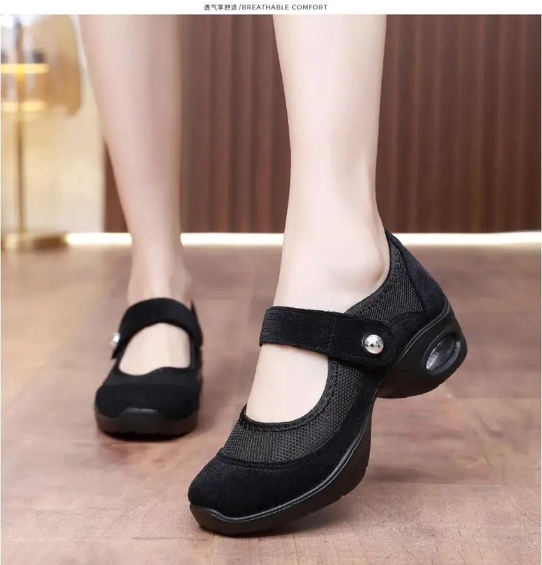 Dancing Shoes Women's Comfortable Soft Sole Square Dancing Women's Shoes Mesh Shoes for Moms Old Beijing Cloth Shoes Thick Sole Work Shoes — feature 17
