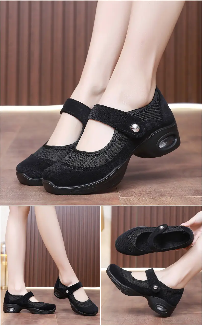 Dancing Shoes Women's Comfortable Soft Sole Square Dancing Women's Shoes Mesh Shoes for Moms Old Beijing Cloth Shoes Thick Sole Work Shoes — feature 19