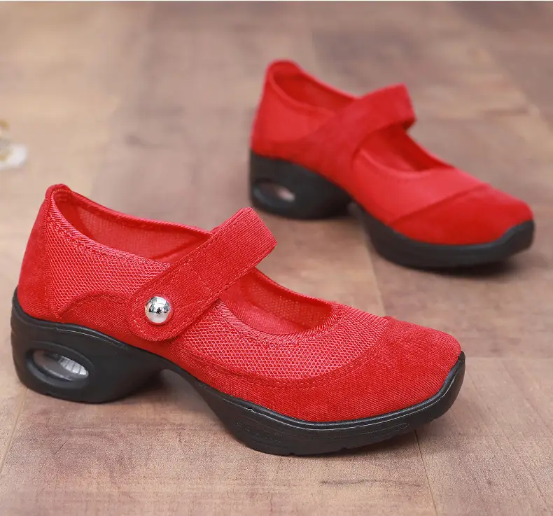 Dancing Shoes Women's Comfortable Soft Sole Square Dancing Women's Shoes Mesh Shoes for Moms Old Beijing Cloth Shoes Thick Sole Work Shoes — feature 22