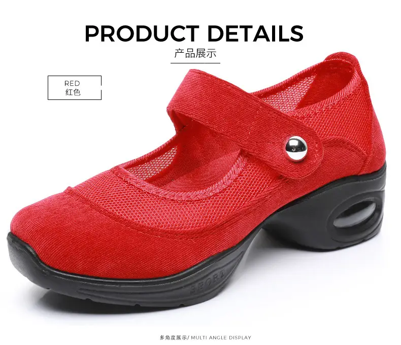 Dancing Shoes Women's Comfortable Soft Sole Square Dancing Women's Shoes Mesh Shoes for Moms Old Beijing Cloth Shoes Thick Sole Work Shoes — feature 27