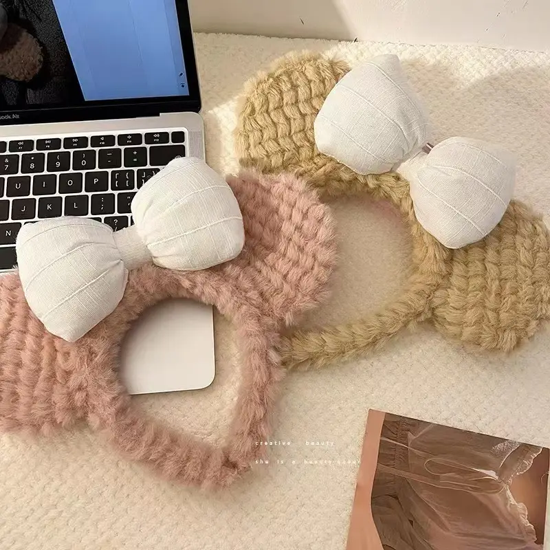 Plush Bear Ear Headband for Women Winter Warm Hairpin — feature 6