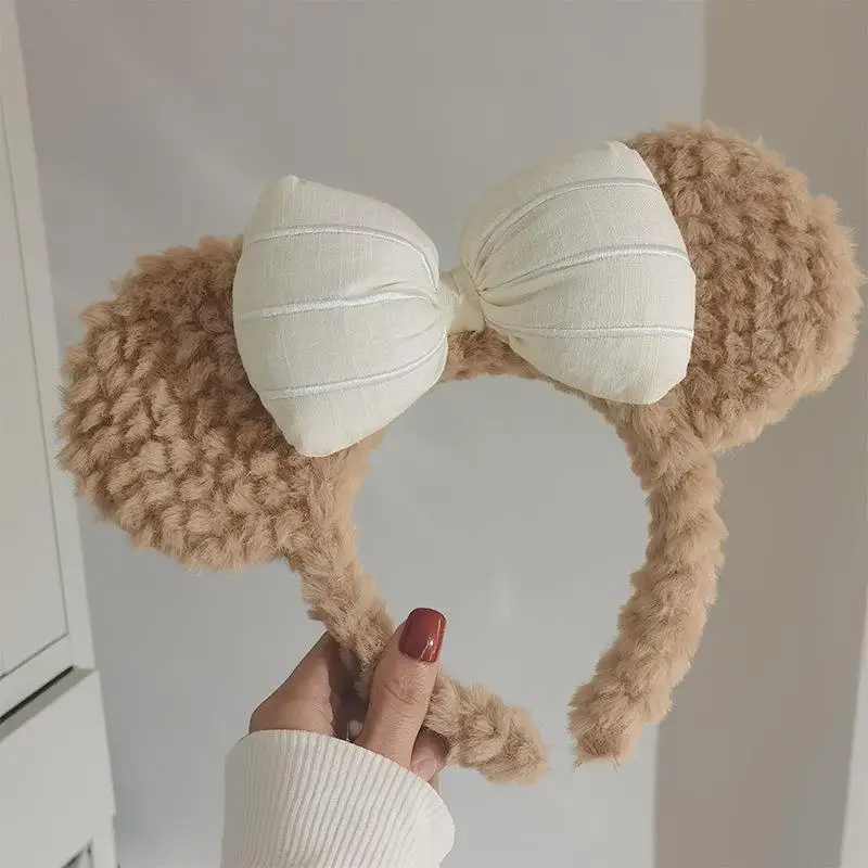Plush Bear Ear Headband for Women Winter Warm Hairpin - Image 2