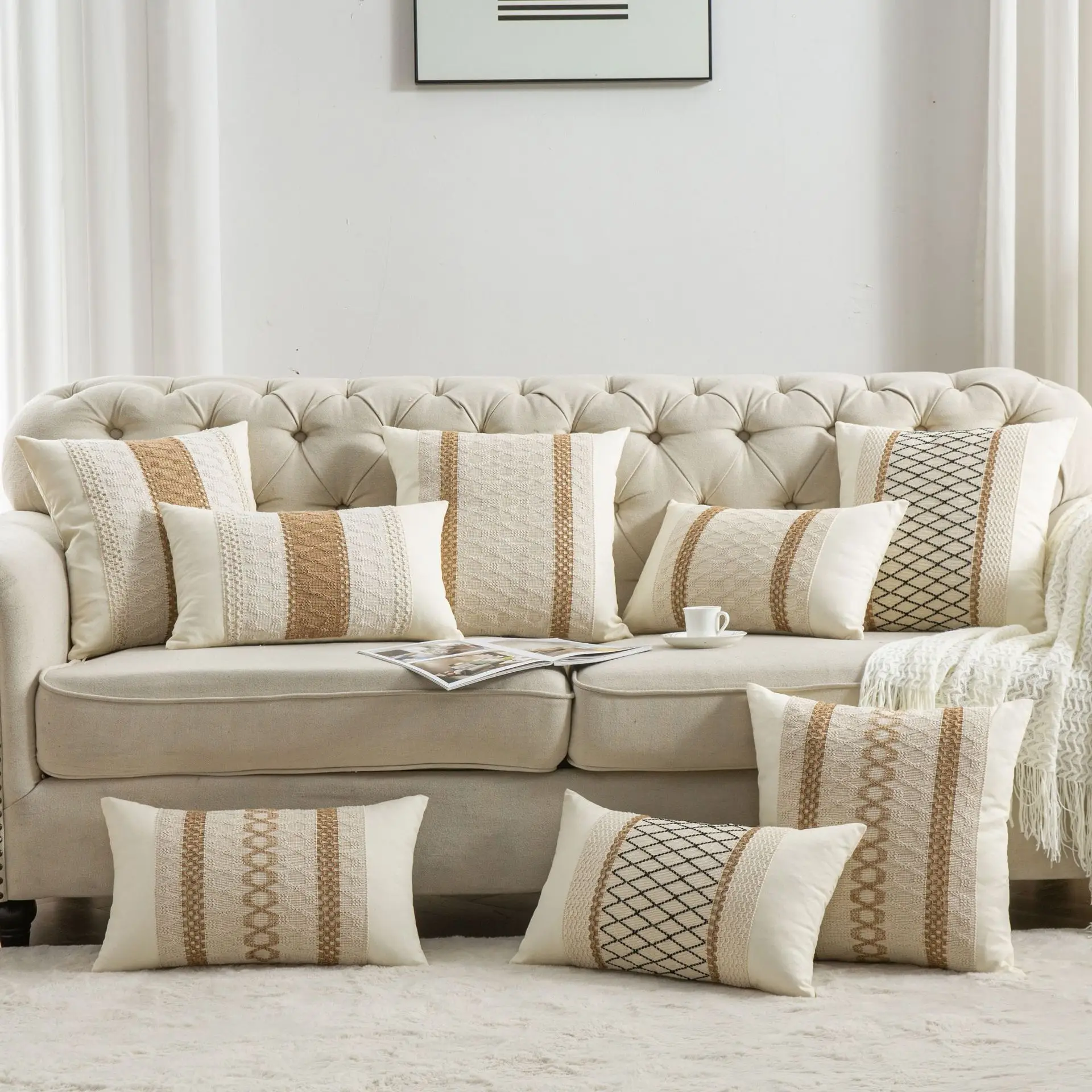 New Cotton Linen Boho Pillow Crossbody Sofa Decor - Image 24