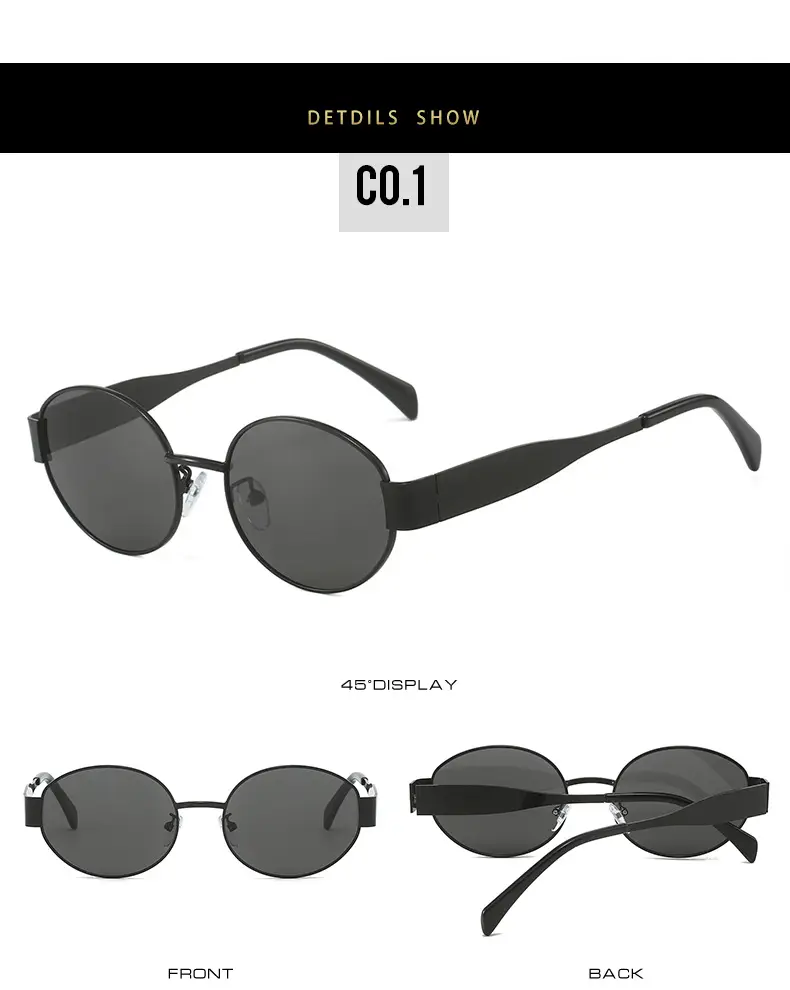 Black Round Metal Sunglasses for Men Women β feature 7