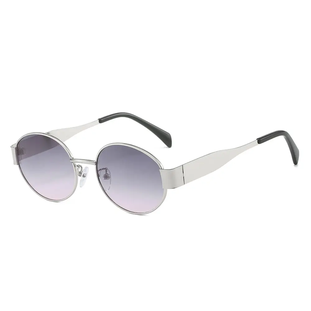 Black Round Metal Sunglasses for Men Women - Image 5