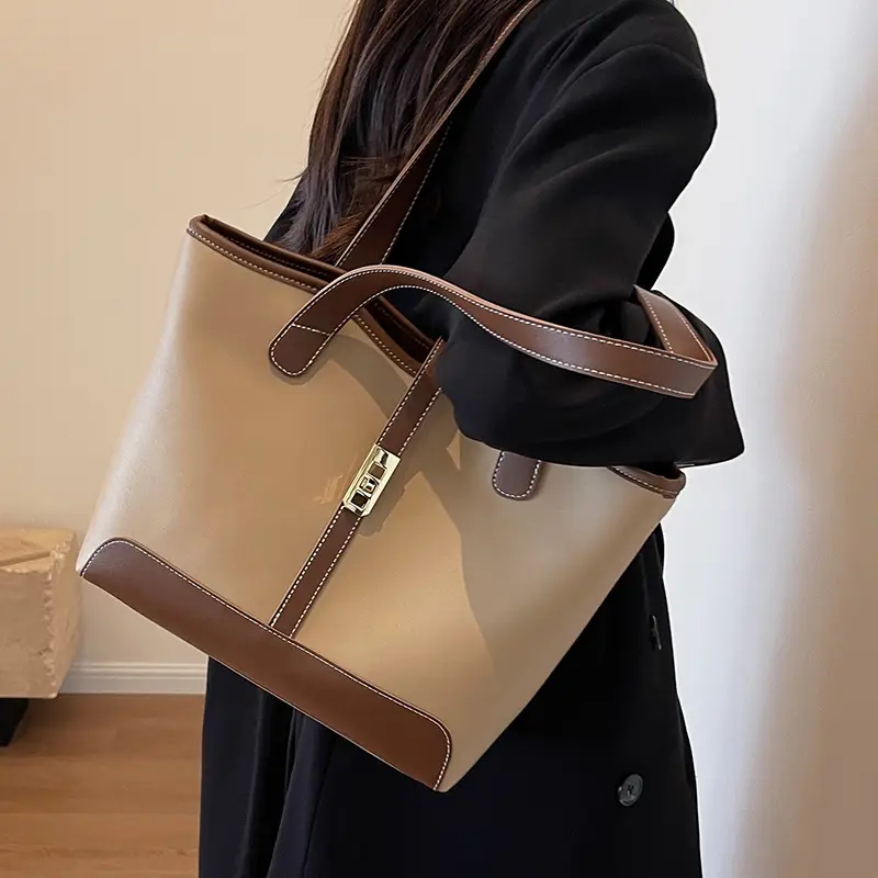Women's Large Capacity Leather Tote Bag Shoulder Bag - Image 3