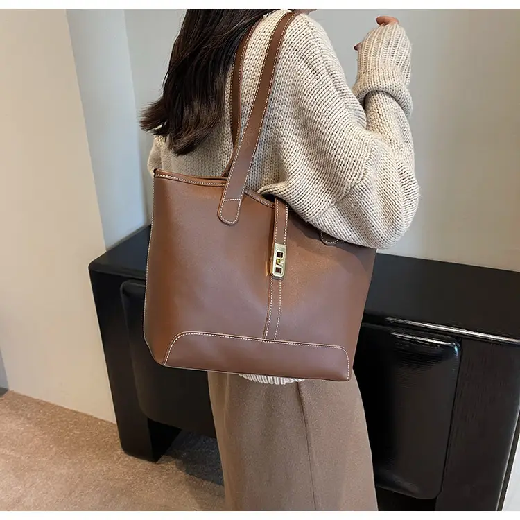 Women's Large Capacity Leather Tote Bag Shoulder Bag — feature 11