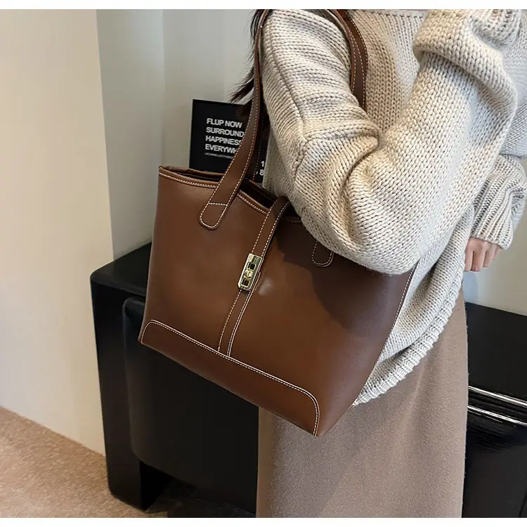 Women's Large Capacity Leather Tote Bag Shoulder Bag — feature 12