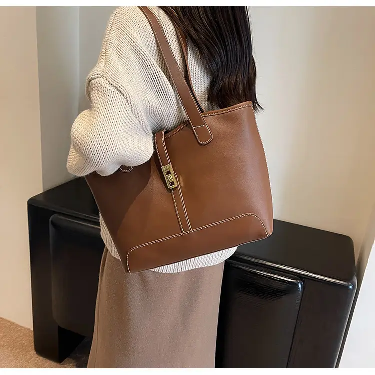 Women's Large Capacity Leather Tote Bag Shoulder Bag — feature 13