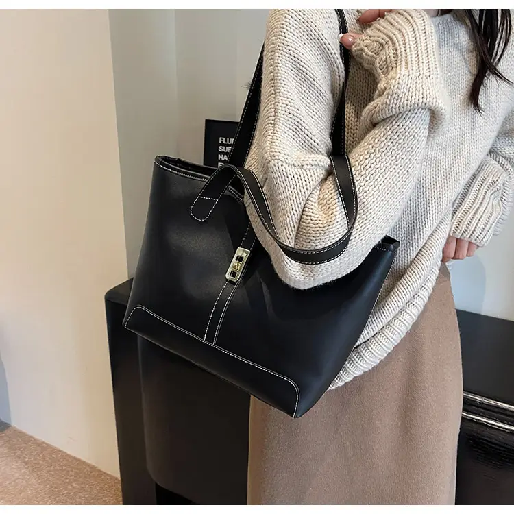 Women's Large Capacity Leather Tote Bag Shoulder Bag — feature 17