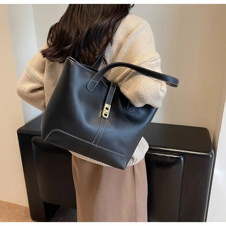 Women's Large Capacity Leather Tote Bag Shoulder Bag — feature 18
