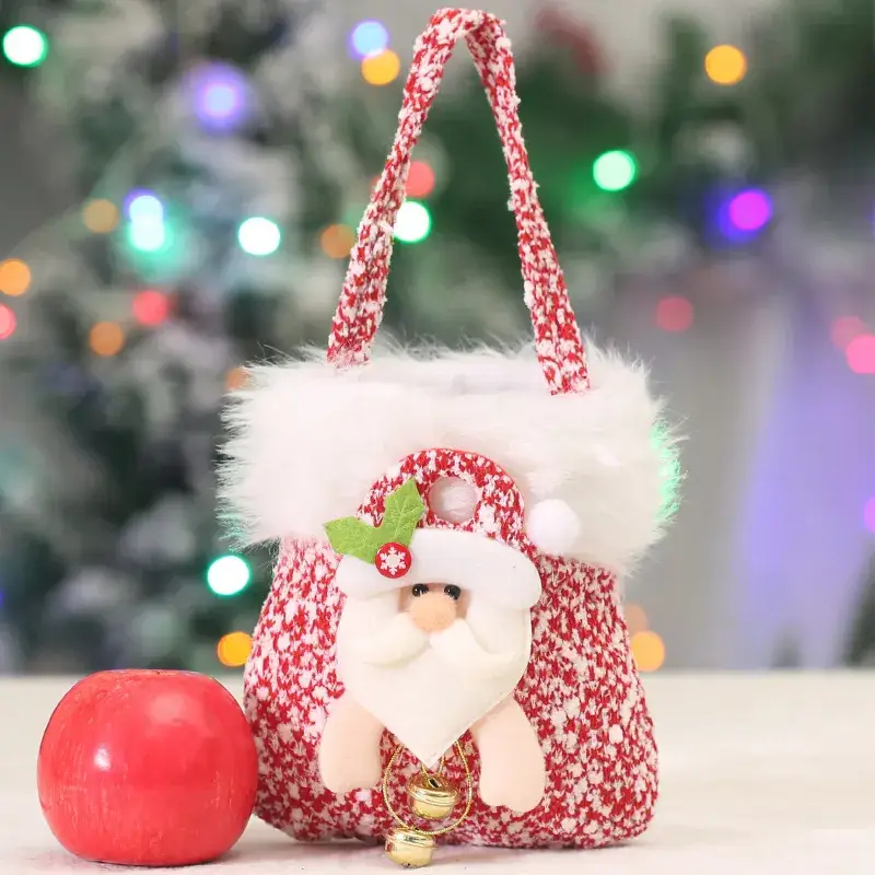 Christmas Eve Candy Bag Red White 14x17cm Portable Apple Gift - Image 6