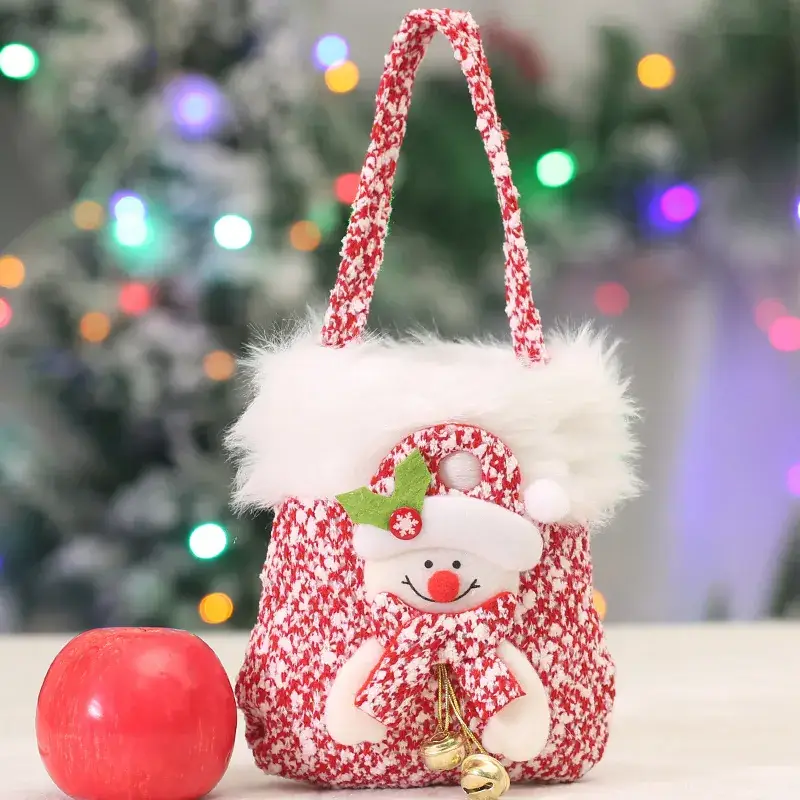 Christmas Eve Candy Bag Red White 14x17cm Portable Apple Gift - Image 7