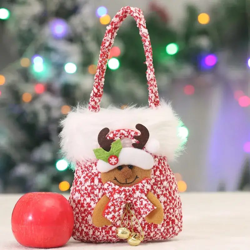 Christmas Eve Candy Bag Red White 14x17cm Portable Apple Gift - Image 8