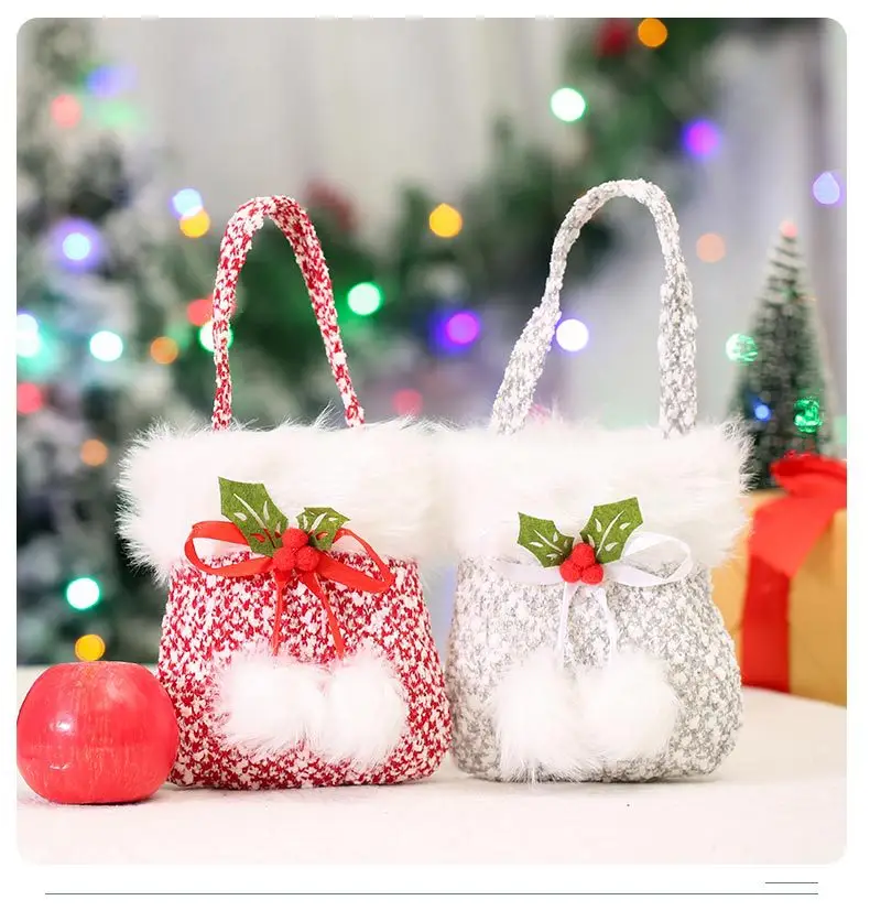 Christmas Eve Candy Bag Red White 14x17cm Portable Apple Gift — feature 8