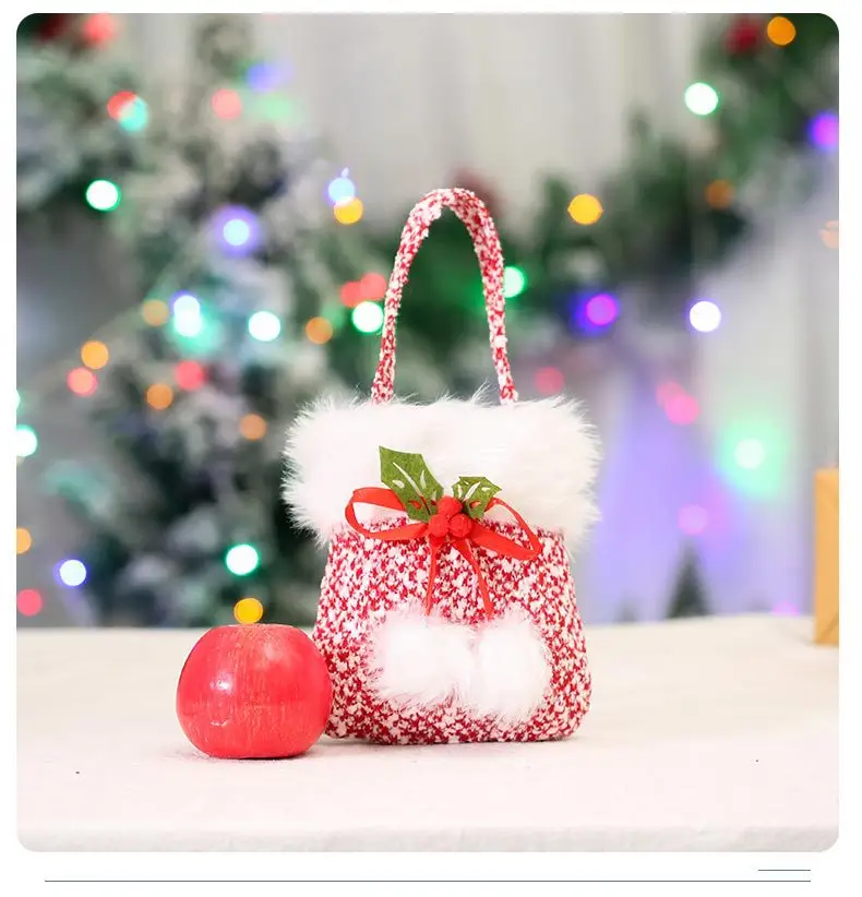 Christmas Eve Candy Bag Red White 14x17cm Portable Apple Gift — feature 9