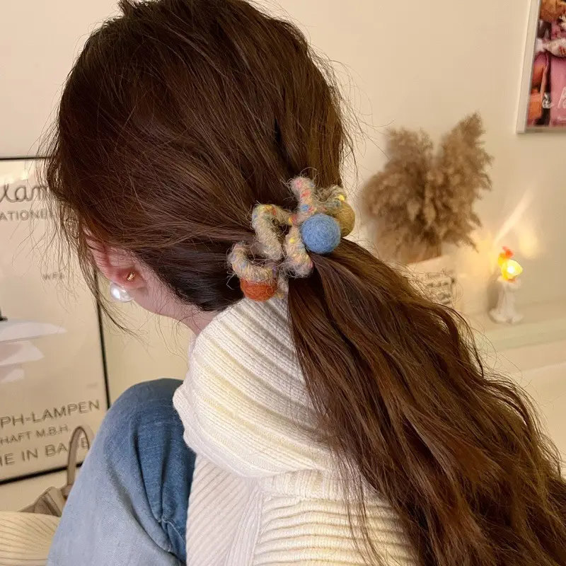 Rainbow Wool Phone Ring Hair Band for Women - Image 9
