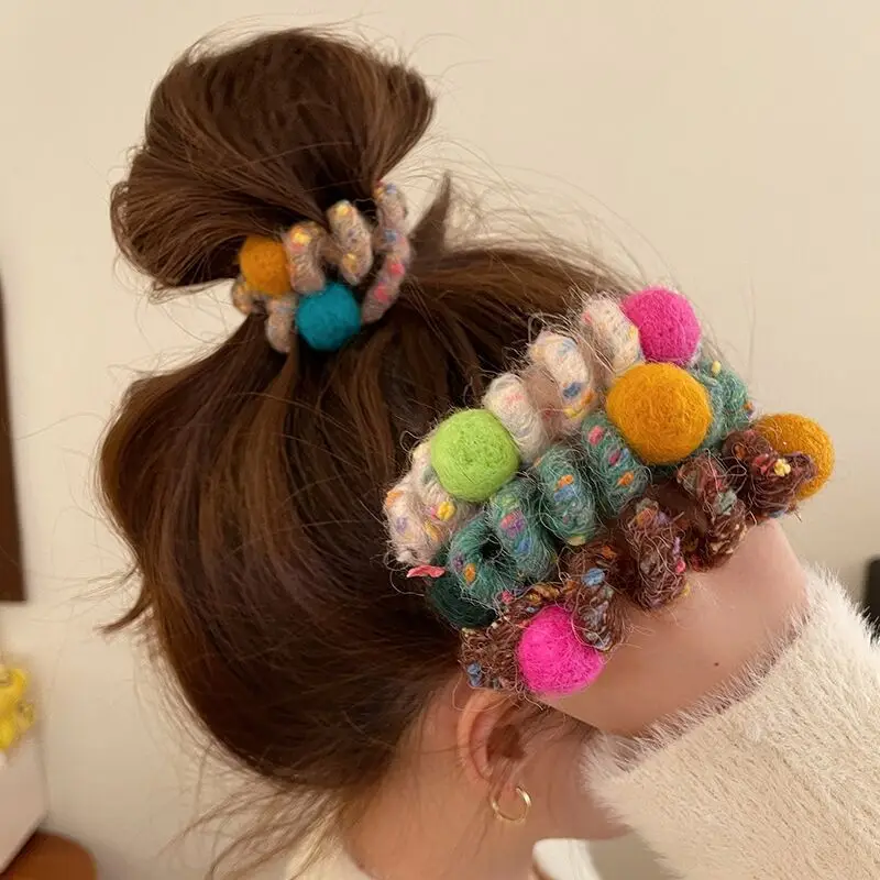 Rainbow Wool Phone Ring Hair Band for Women - Image 10