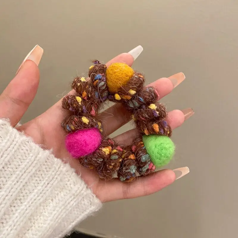 Rainbow Wool Phone Ring Hair Band for Women — feature 17