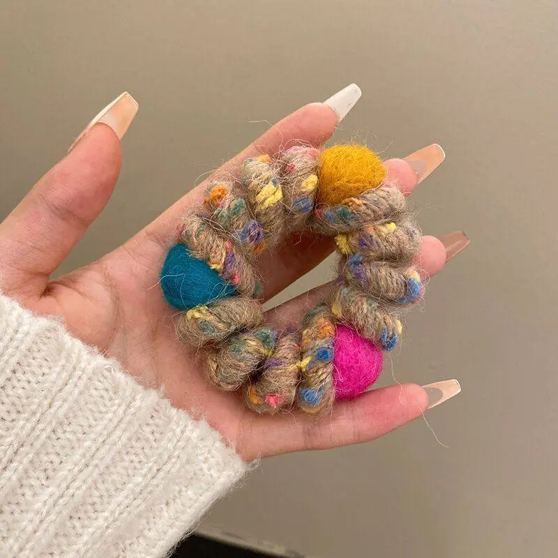 Rainbow Wool Phone Ring Hair Band for Women — feature 27
