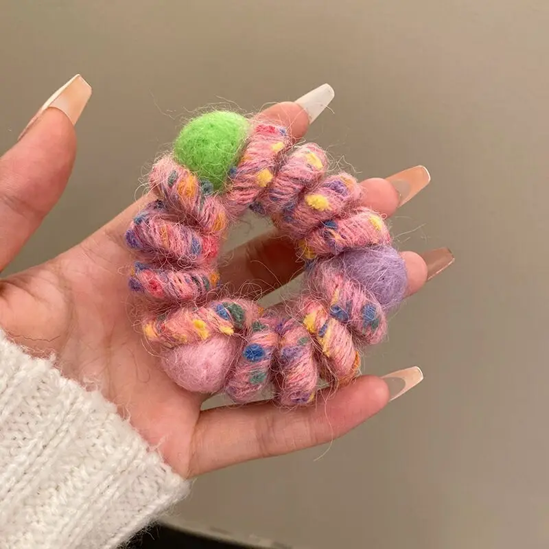 Rainbow Wool Phone Ring Hair Band for Women - Image 3