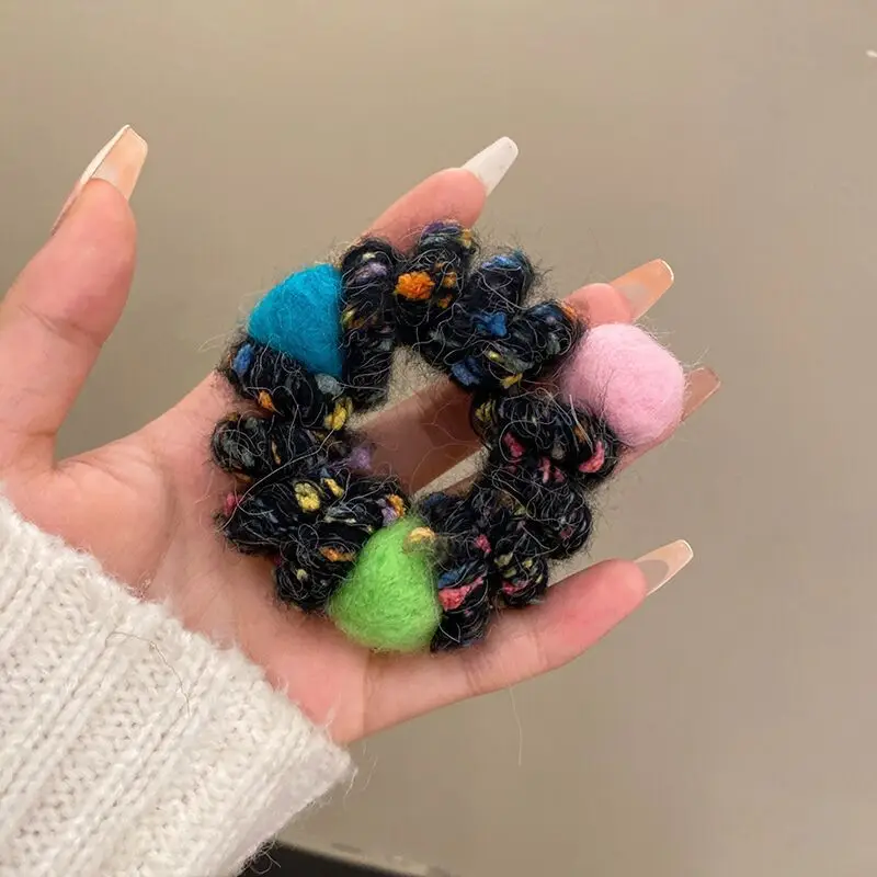 Rainbow Wool Phone Ring Hair Band for Women - Image 4