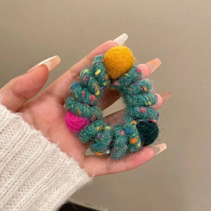Rainbow Wool Phone Ring Hair Band for Women - Image 6