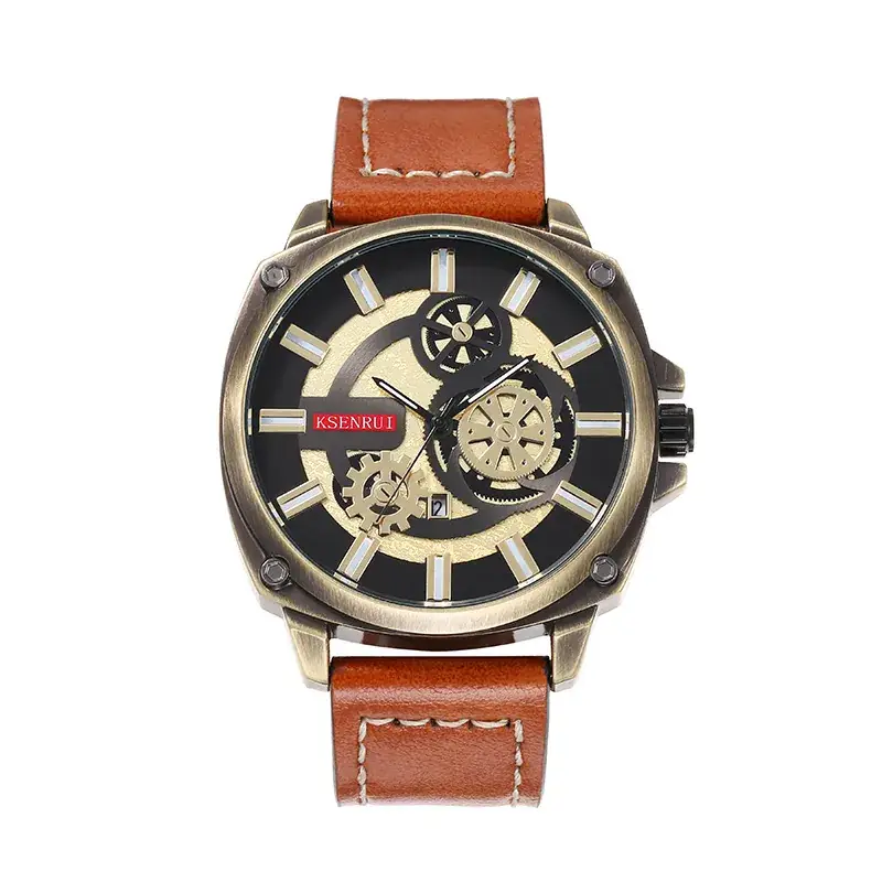 Kise Nui Quartz Leather Belt Watch with Open Face Design - Image 4