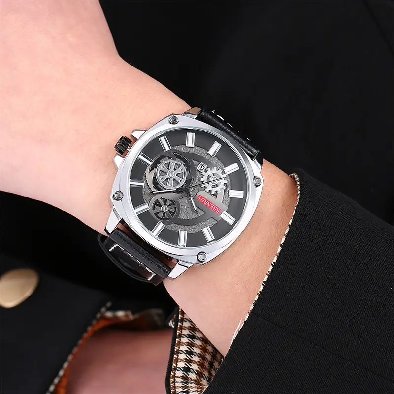 Kise Nui Quartz Leather Belt Watch with Open Face Design — feature 2