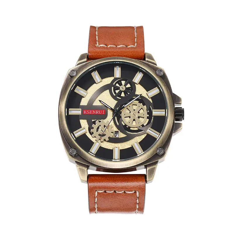 Kise Nui Quartz Leather Belt Watch with Open Face Design — feature 4