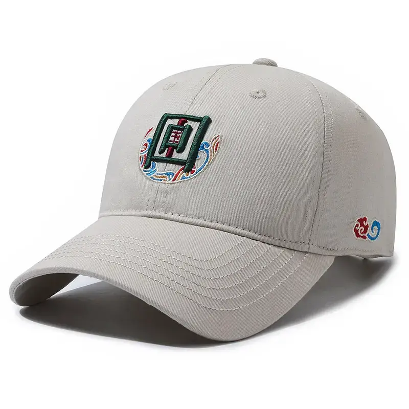 National Fashion Baseball Cap Women Streetwear Gray Embroidered - Image 2