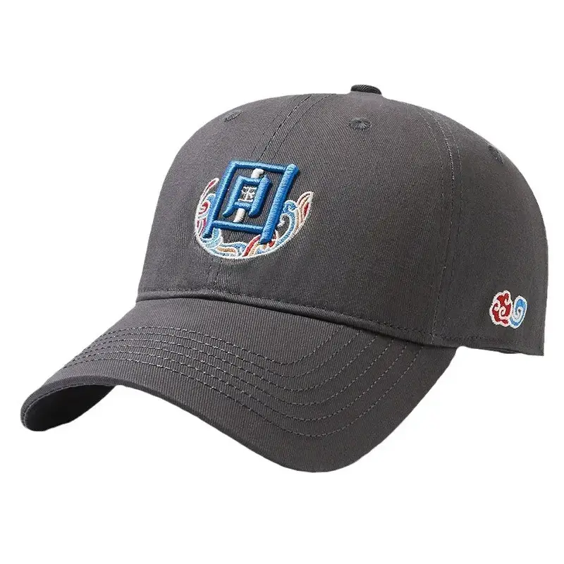 National Fashion Baseball Cap Women Streetwear Gray Embroidered - Image 8