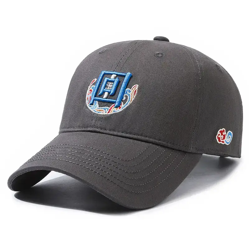 National Fashion Baseball Cap Women Streetwear Gray Embroidered - Image 4