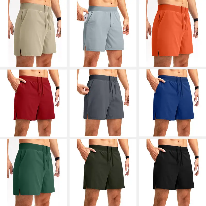 Men's Cotton Running Shorts Grey Black Zipper Quick Dry - Image 7