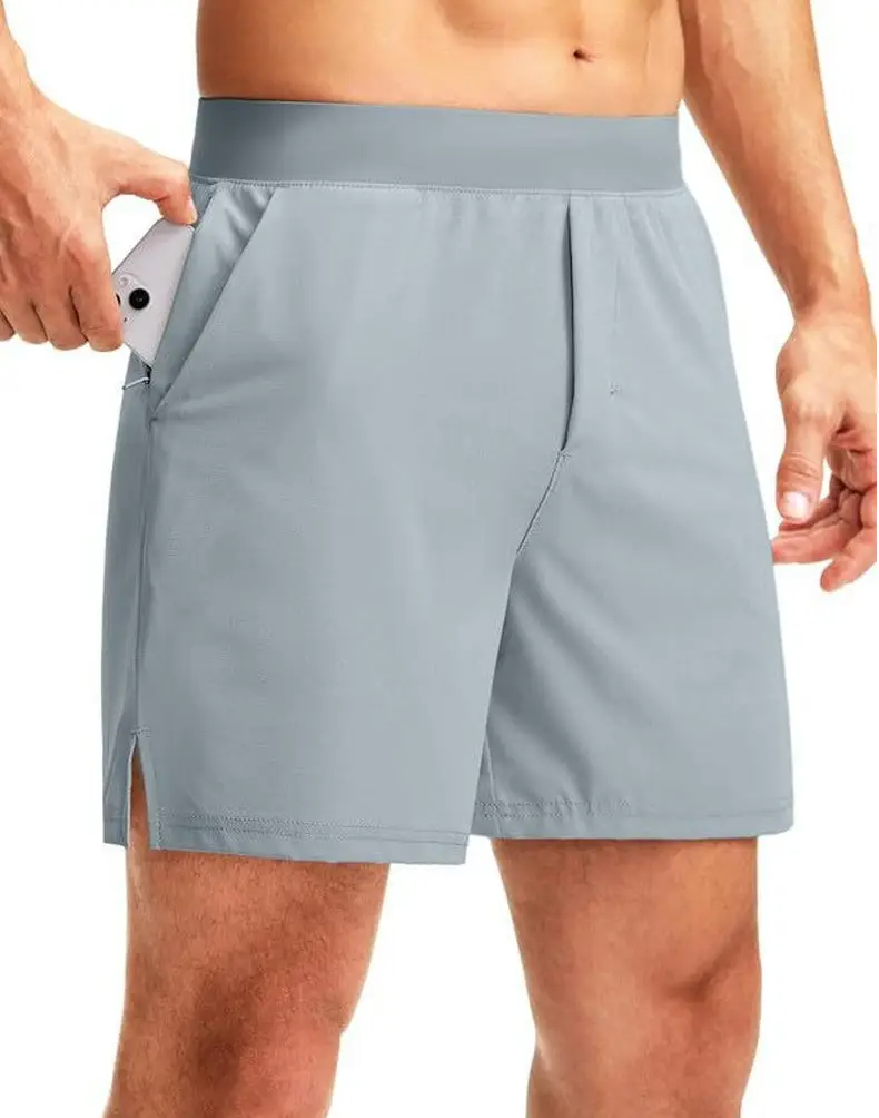 Men's Cotton Running Shorts Grey Black Zipper Quick Dry — feature 7