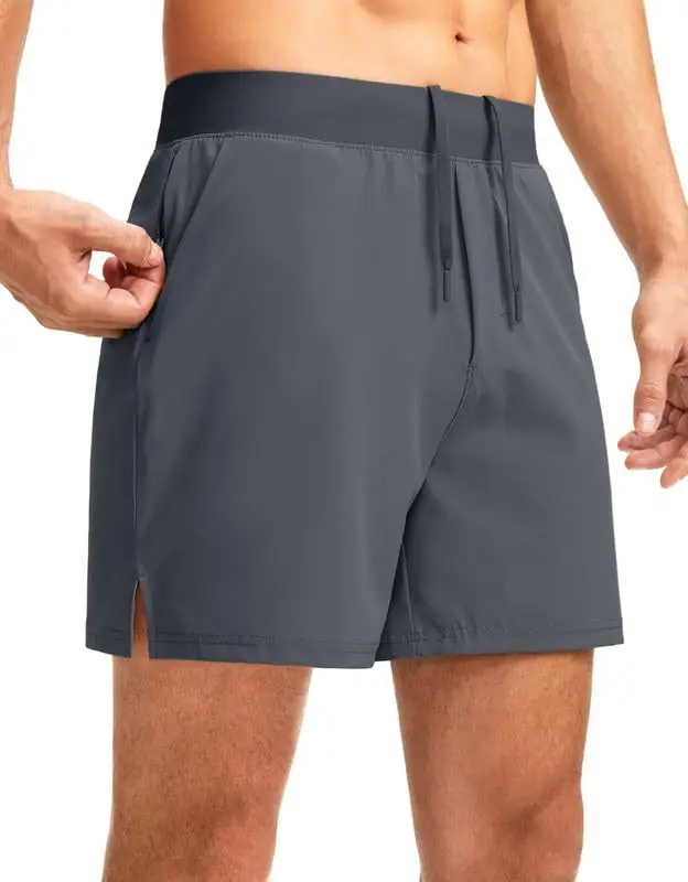 Men's Cotton Running Shorts Grey Black Zipper Quick Dry - Image 2