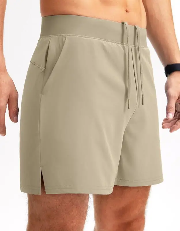 Men's Cotton Running Shorts Grey Black Zipper Quick Dry - Image 5