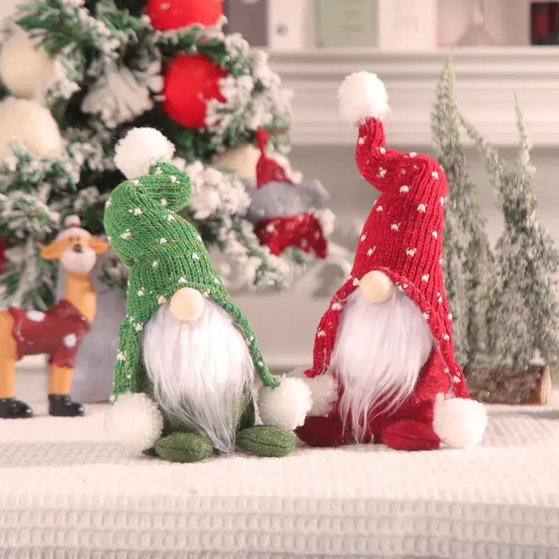 Christmas Rudolph Doll with Fur Ball Gnome Stand - Image 3