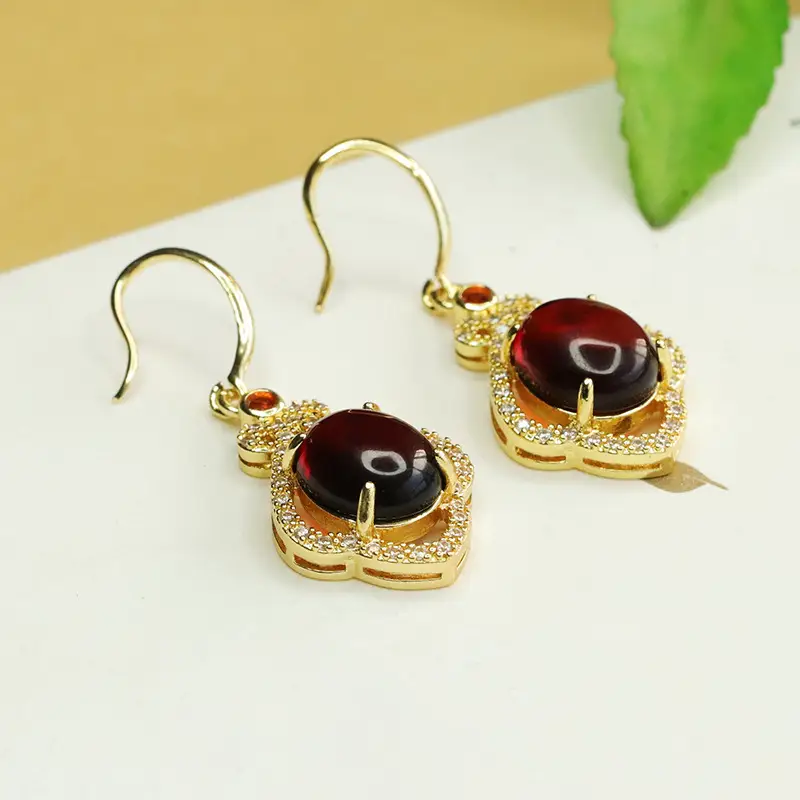 Natural Amber Earrings for Women Baltic Blood Gold - Image 3