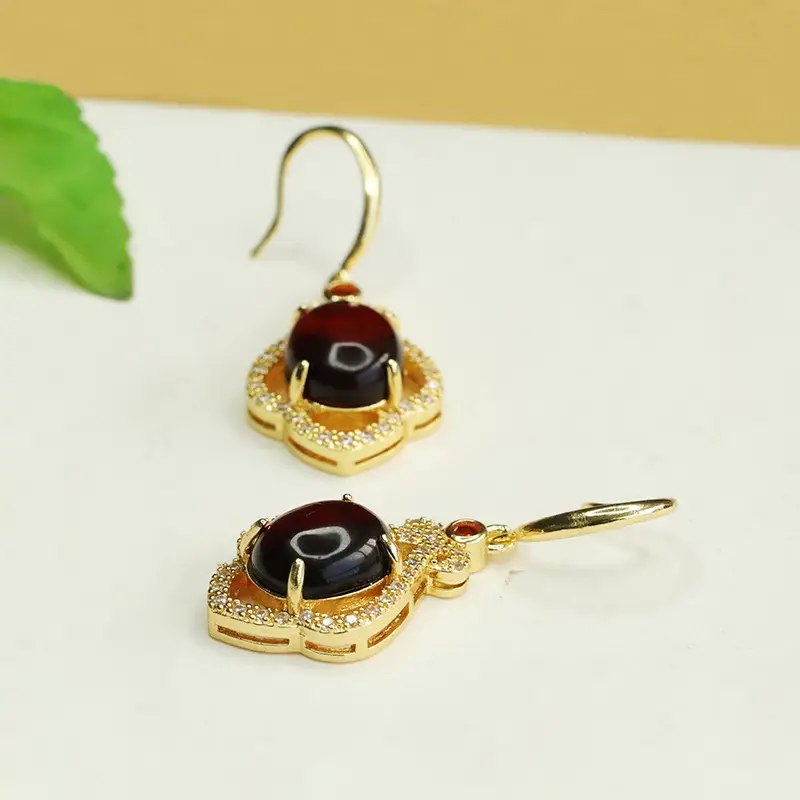 Natural Amber Earrings for Women Baltic Blood Gold - Image 4