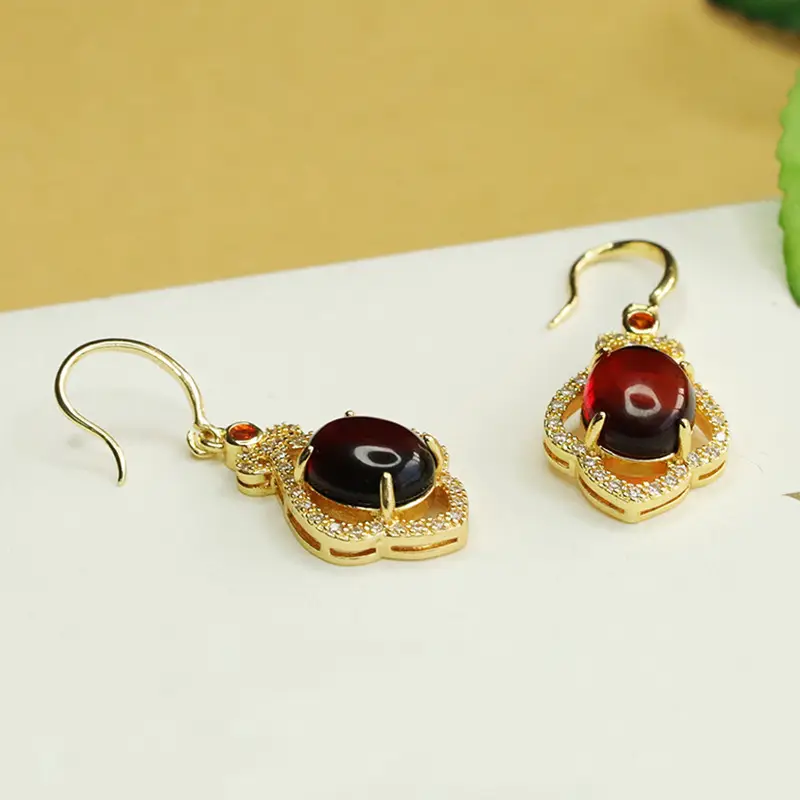 Natural Amber Earrings for Women Baltic Blood Gold - Image 5