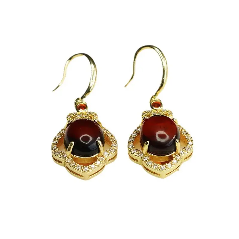 Natural Amber Earrings for Women Baltic Blood Gold - Image 6