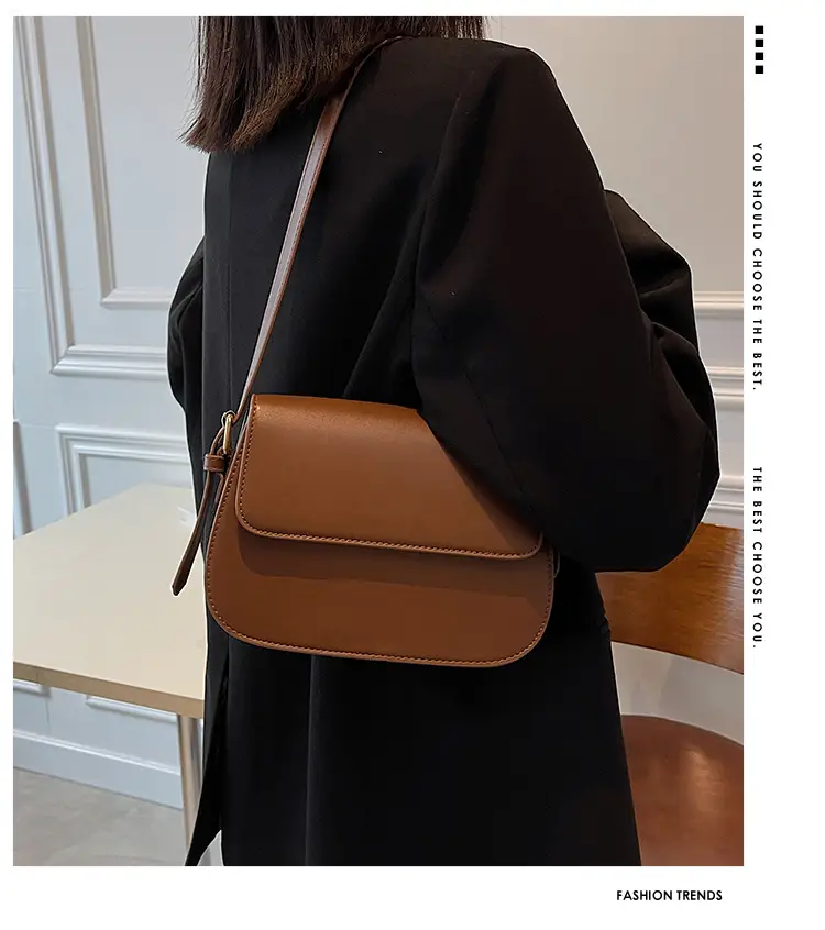 Women's Brown Crossbody Bag Retro Saddle Design — feature 5
