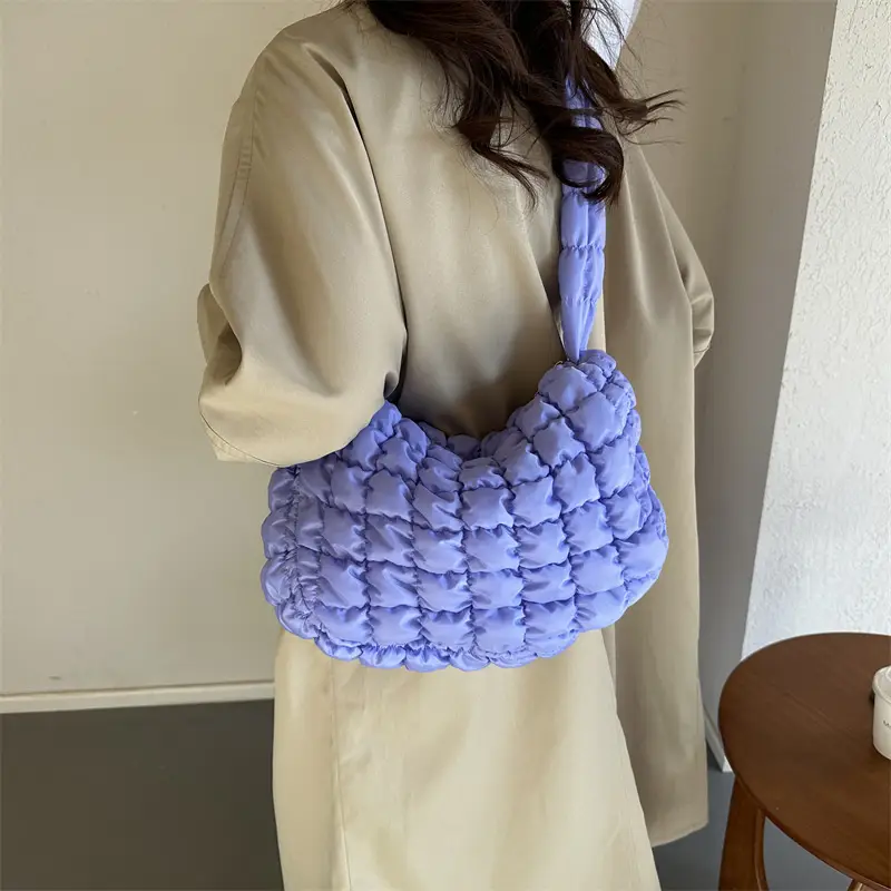 Black Pleated Bubble Shoulder Bag for Women - Image 8