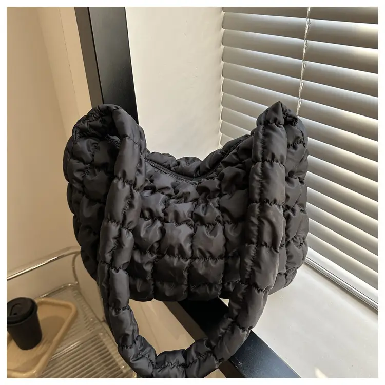 Black Pleated Bubble Shoulder Bag for Women — feature 22