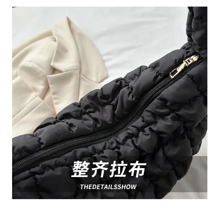 Black Pleated Bubble Shoulder Bag for Women — feature 4