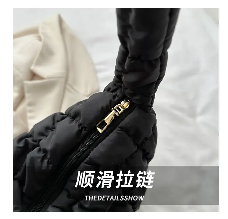 Black Pleated Bubble Shoulder Bag for Women — feature 5