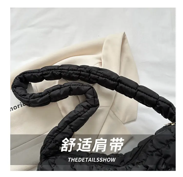 Black Pleated Bubble Shoulder Bag for Women — feature 6