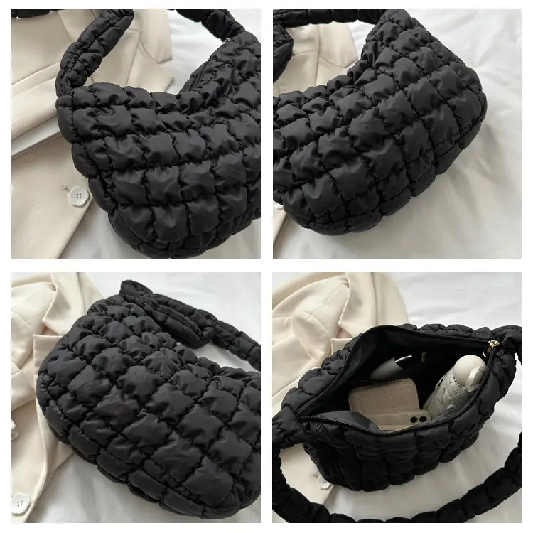 Black Pleated Bubble Shoulder Bag for Women — feature 8