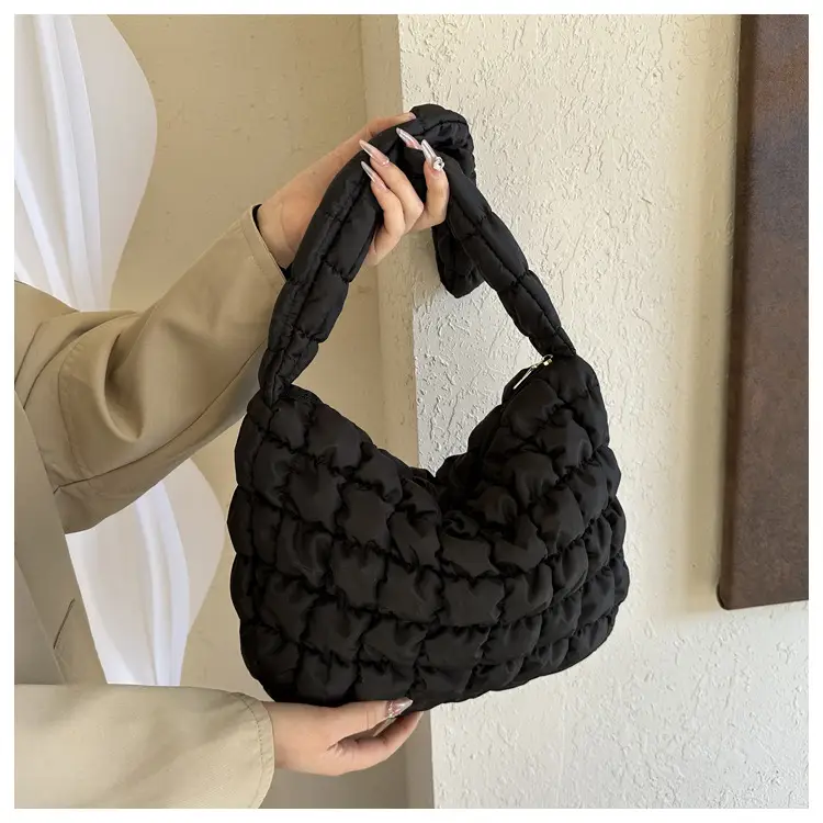 Black Pleated Bubble Shoulder Bag for Women — feature 9